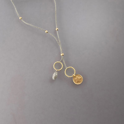 Collier, grauer Diamant, 750er Gold