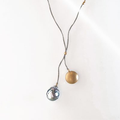 Collier, facettierte Südseeperle, 750er Gold