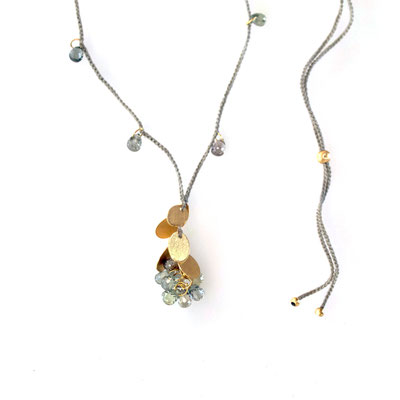 Collier, Plättchen 750er Gold, Saphire