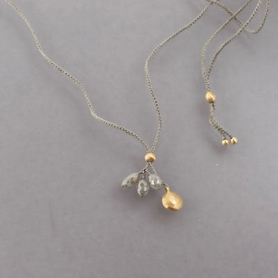 Collier, graue Diamanten, 750er Gold