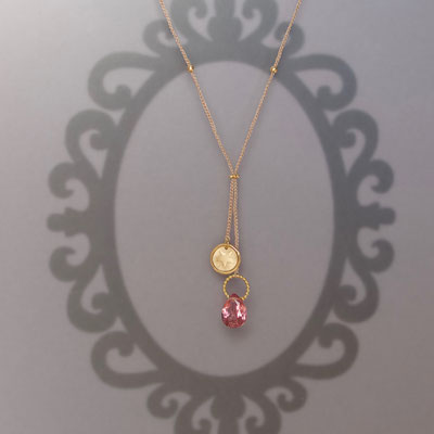 Collier, 750er Gold, Turmalin, geprägter Stern, Polyestergarn