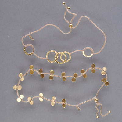 Armbänder, 750er Gold, Polyestergarn