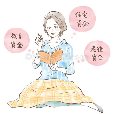 生命保険会社パンフレット　中ページイラスト