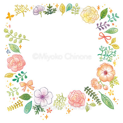 花のフレームイラスト　