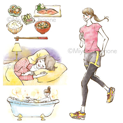 健康に気をつける女性のイラスト