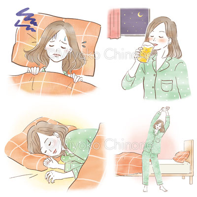 眠っている女性のイラスト