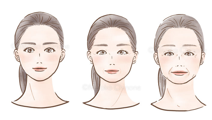 20〜60代女性の顔のイラスト