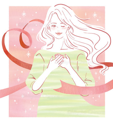 ピンクリボン運動　チラシのイラスト