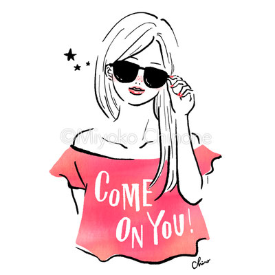 サングラスをかけた女性のイラスト（オリジナル）