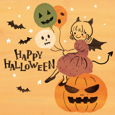 ハロウィンで仮装している子供のイラスト