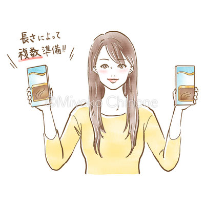 ヘアケアをする女性のイラスト