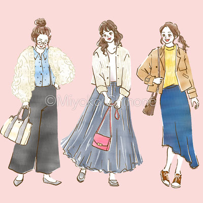 ファッションコーディネートのイラスト