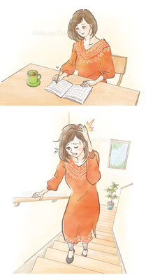 頭痛に悩む女性のイラスト
