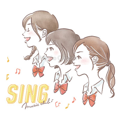 歌を歌う女子生徒のイラスト（オリジナル）