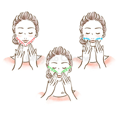 エイジングマッサージをする女性のイラスト