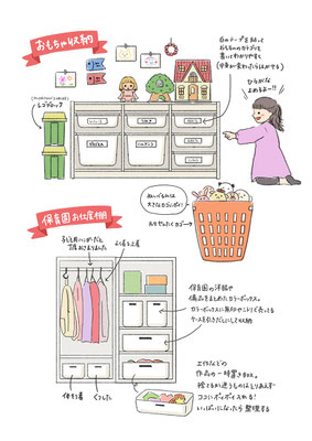 お片付けをしている子供のイラスト