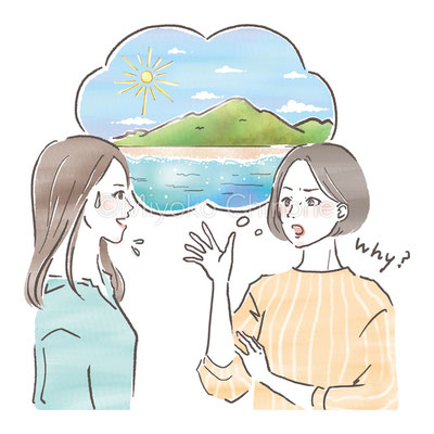 友達と話している女性のイラスト