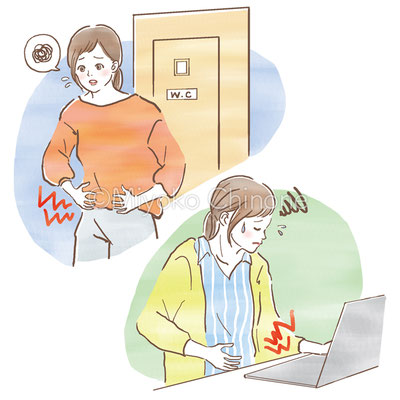 腹痛の女性のイラスト