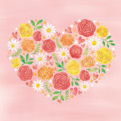 ハートの形の花のイラスト