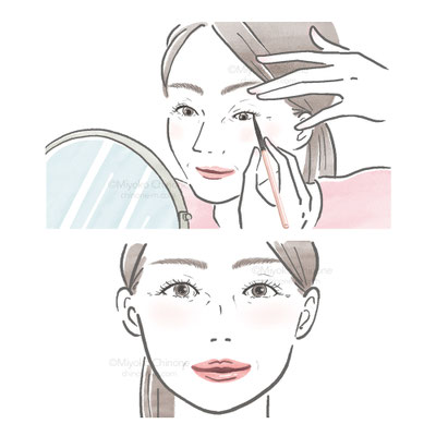 アイメイクをする女性のイラスト
