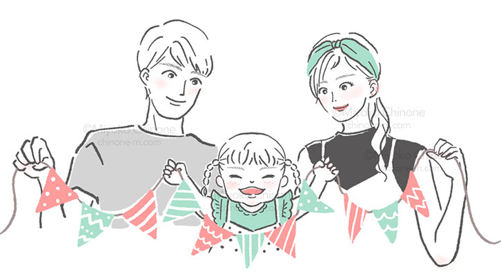 3人家族のイラスト