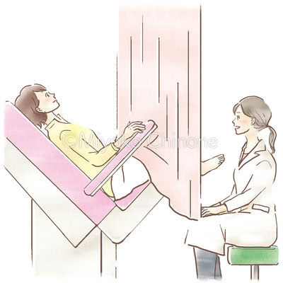 婦人科検診をしている女性のイラスト