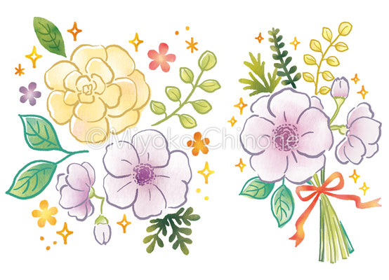 華やかな花のイラスト
