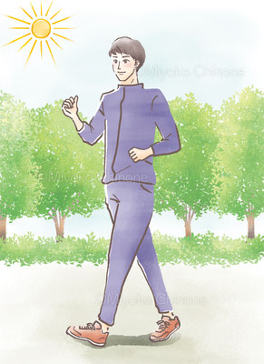 ウォーキングをする男性のイラスト