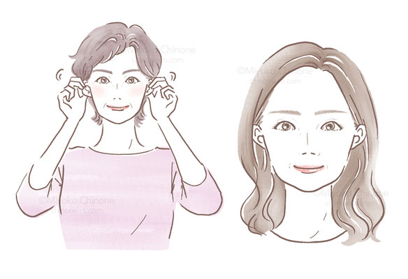 シニア女性の美容イラスト