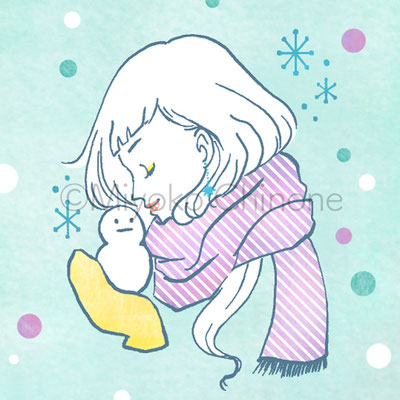 雪の日の女性のイラスト