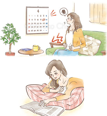 株式会社法研さま　健康情報誌「すこやかファミリー」中ページイラスト