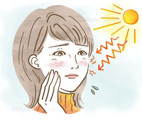 紫外線が気になる女性のイラスト