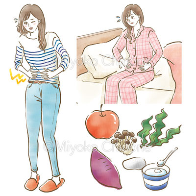 便秘に悩む女性のイラスト