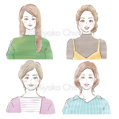 20代から50代までの女性のイラスト