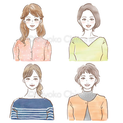 20代から50代までの女性のイラスト