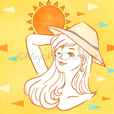 晴れの日の女性のイラスト