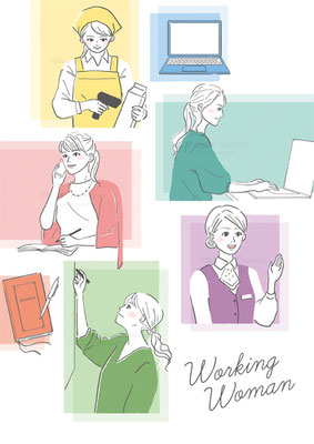 働く女性達のイラスト