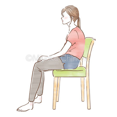 猫背の女性のイラスト