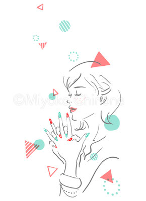 ネイルと女性のイラスト（オリジナル）