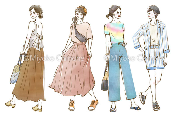 ファッションコーディネートのイラスト