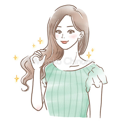 髪が綺麗な女性のイラスト