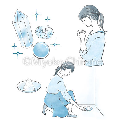 宝石と盛り塩のイラスト