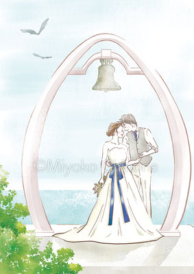 結婚式の新郎新婦のイラスト（オリジナル）