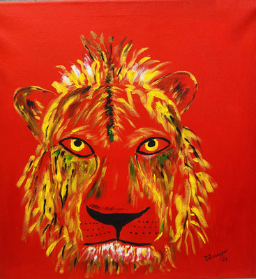 Löwen-Selfie Nr. 3 / Acryl auf Leinwand / 58x58      420.-