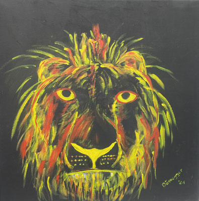 Löwen-Selfie Nr. 2 / Acryl auf Leinwand / 58x58       420.-