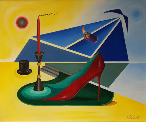 Schuh im Kerzenlicht - Acryl auf Leinwand 40x50