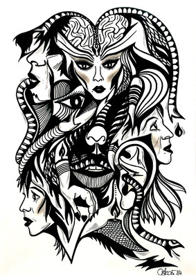 Königin der Liebe - Filzstift auf Papier 21x30