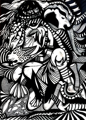 Tierische Sehnsucht - Filzstift auf Papier 21x30