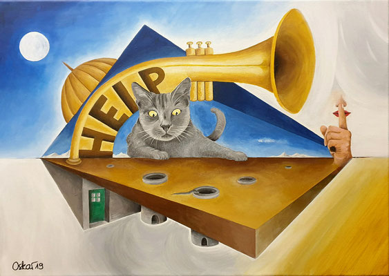 Wehe, die Nacht bricht an oder Coco, die Mäusefängerin 50x70