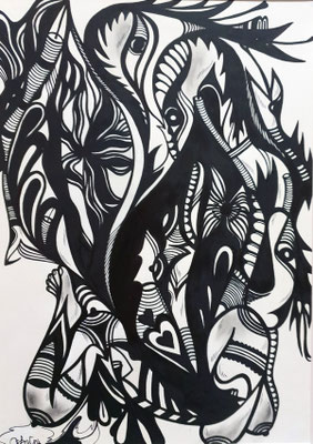 Horrortraum - Filzstift auf Papier 21x30